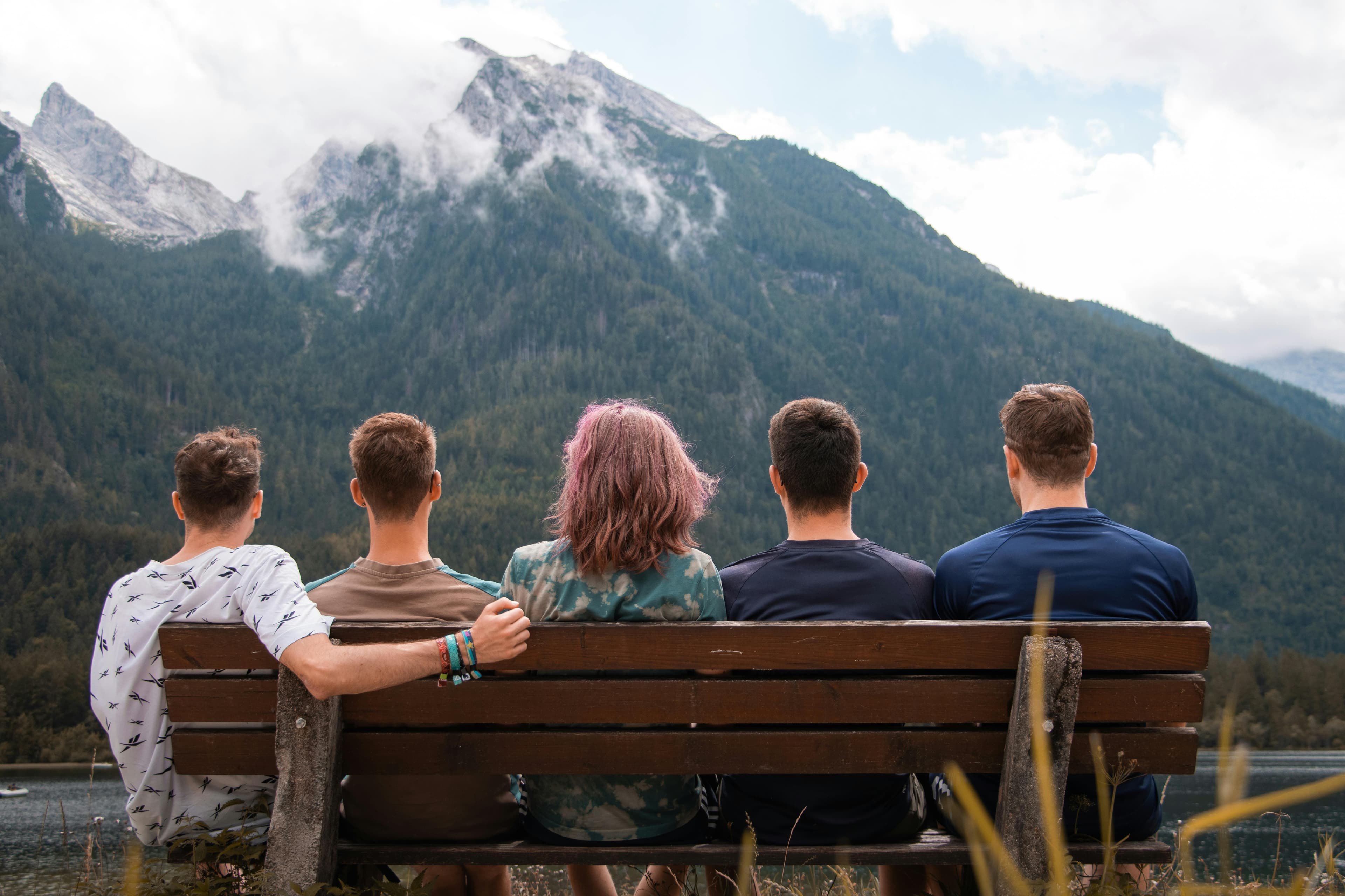 Friends sitting on a bench