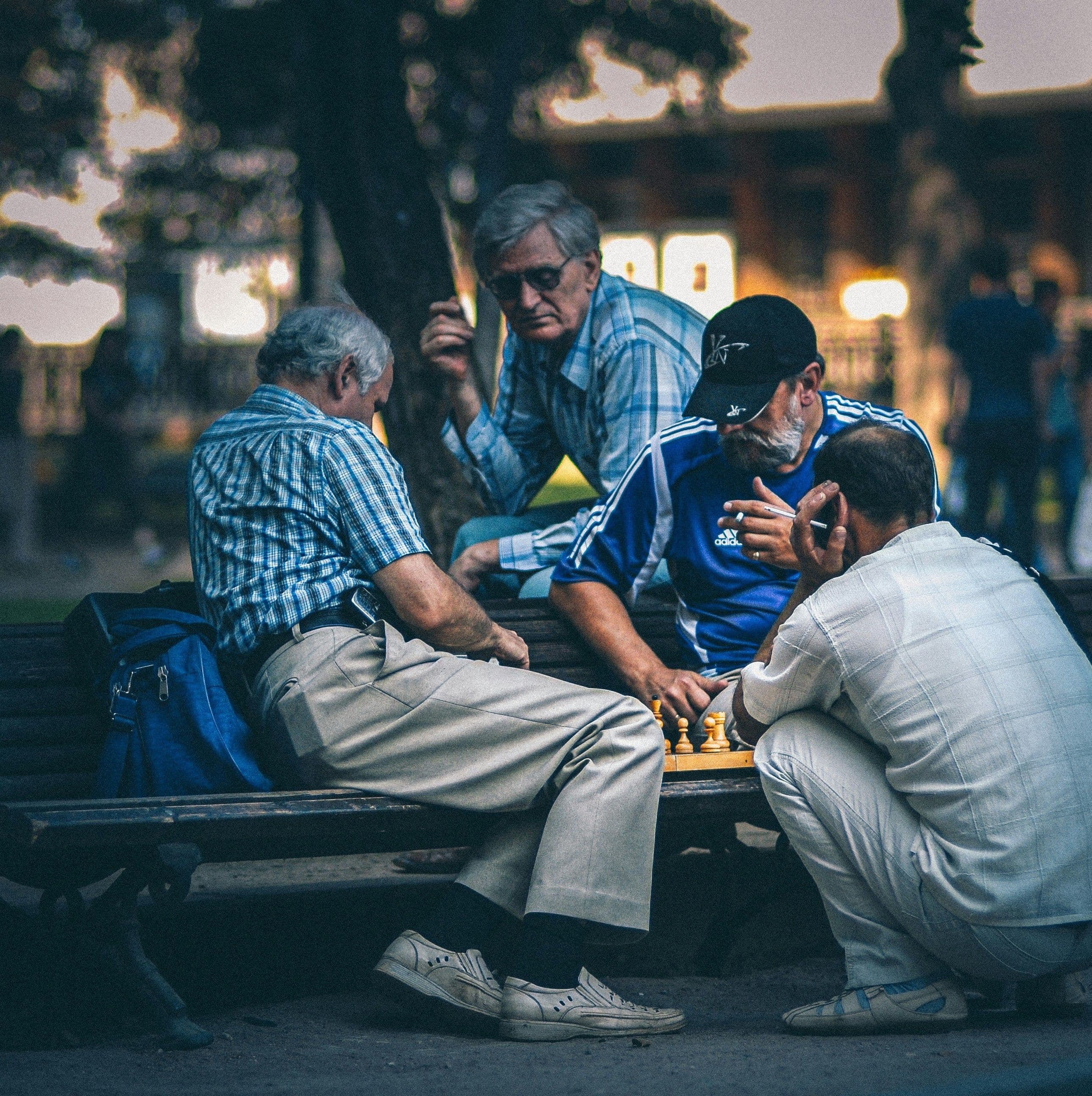 Friends playing chess