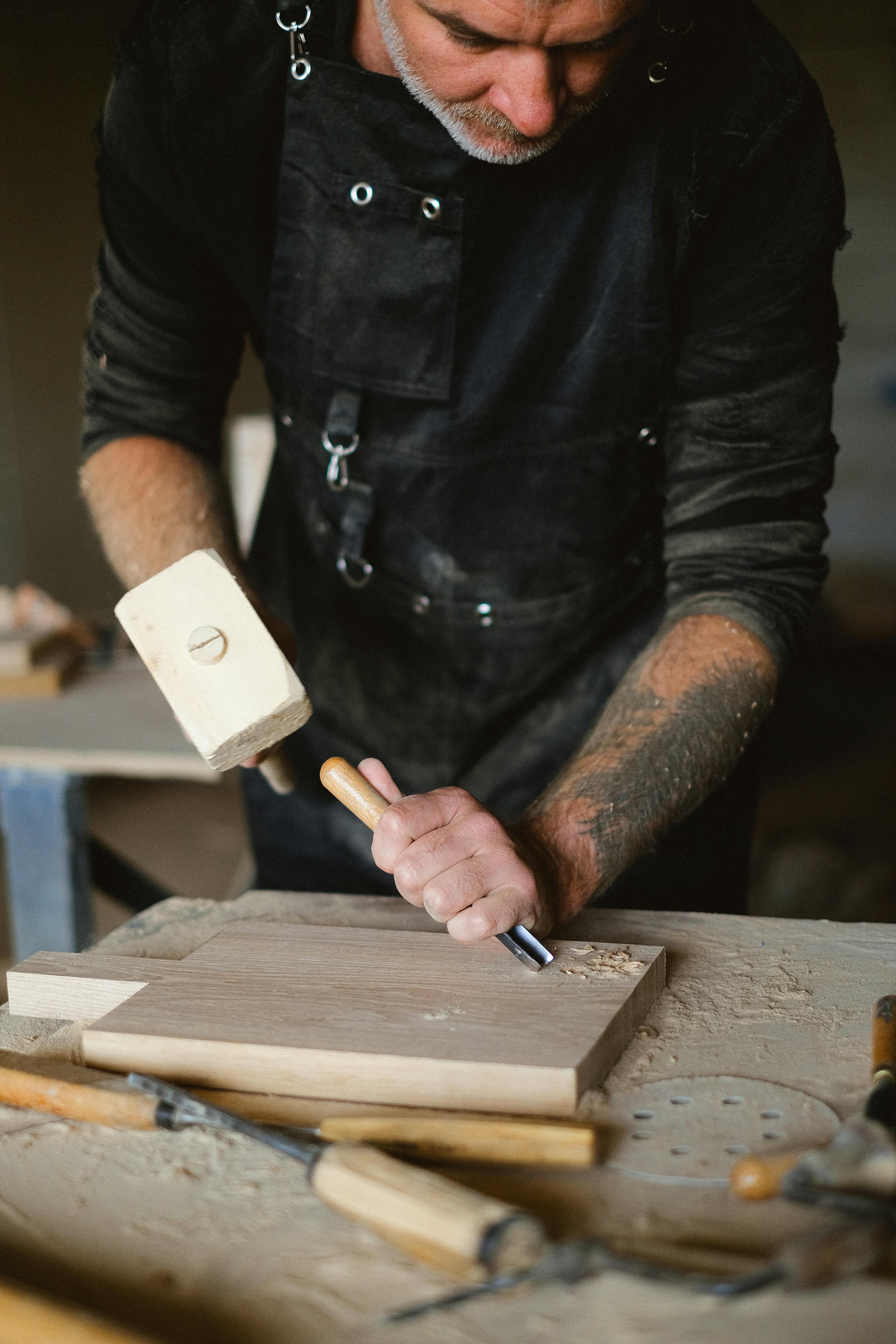 Man working on workbench