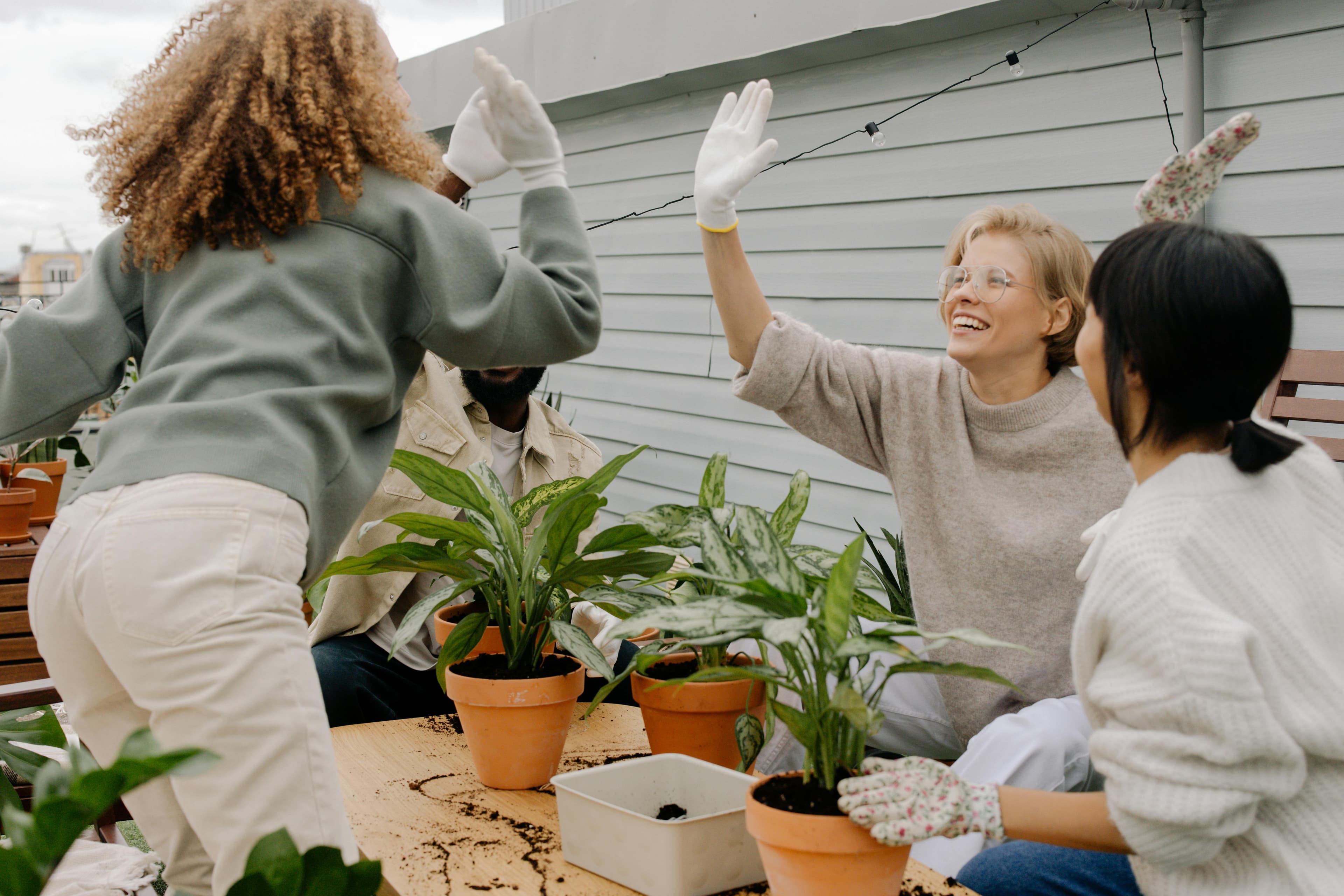 People gardening together