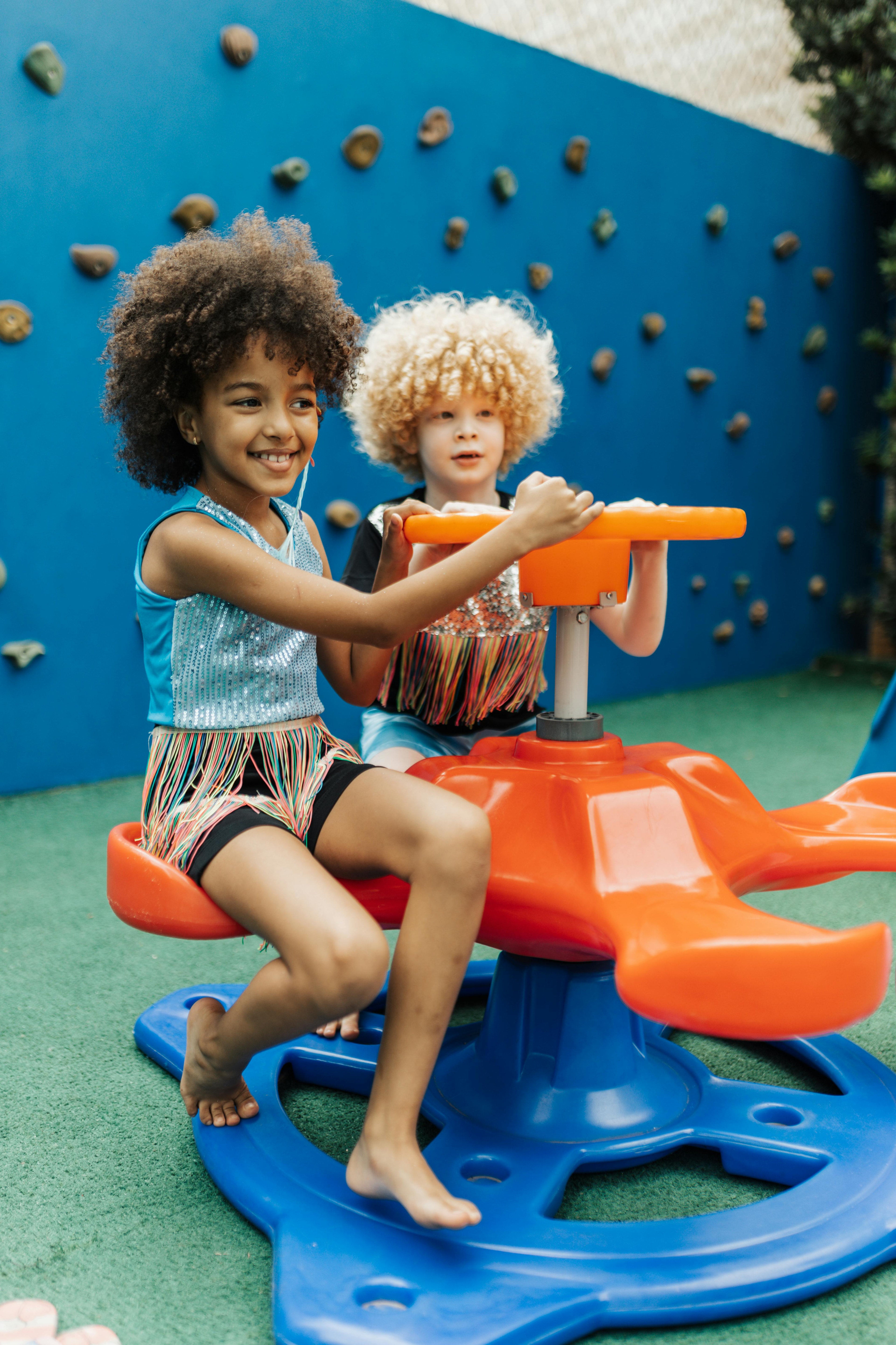 Kids playing on a toy