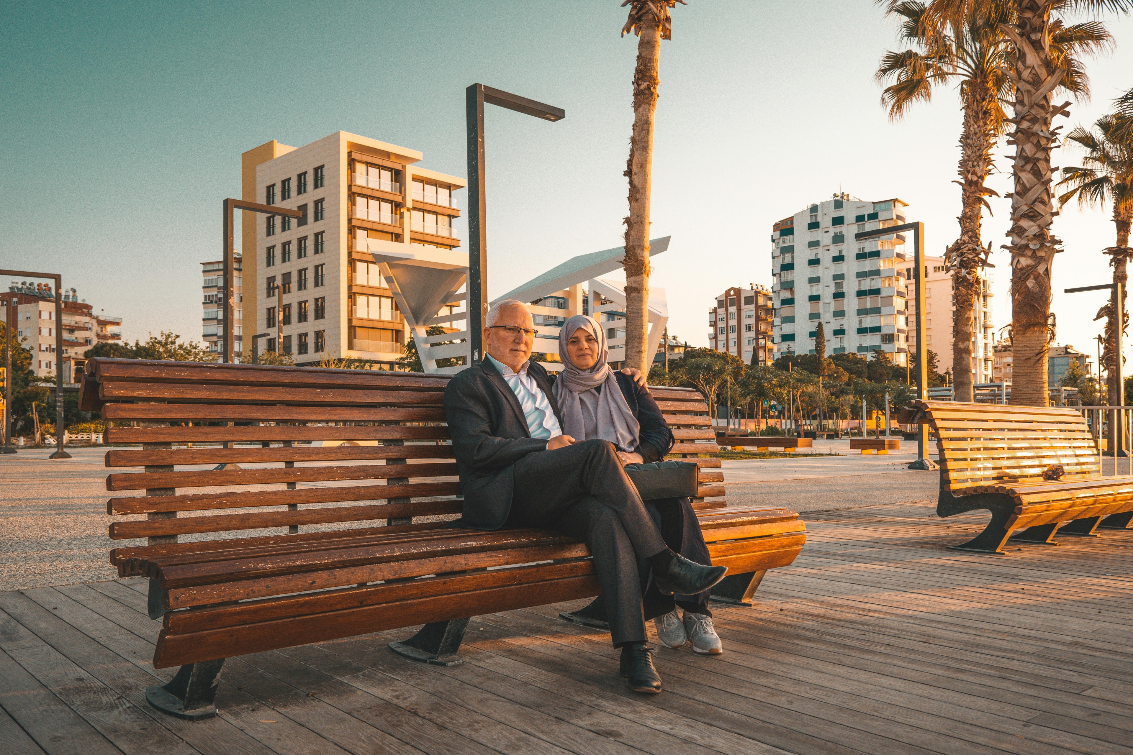 Couple sitting on bench