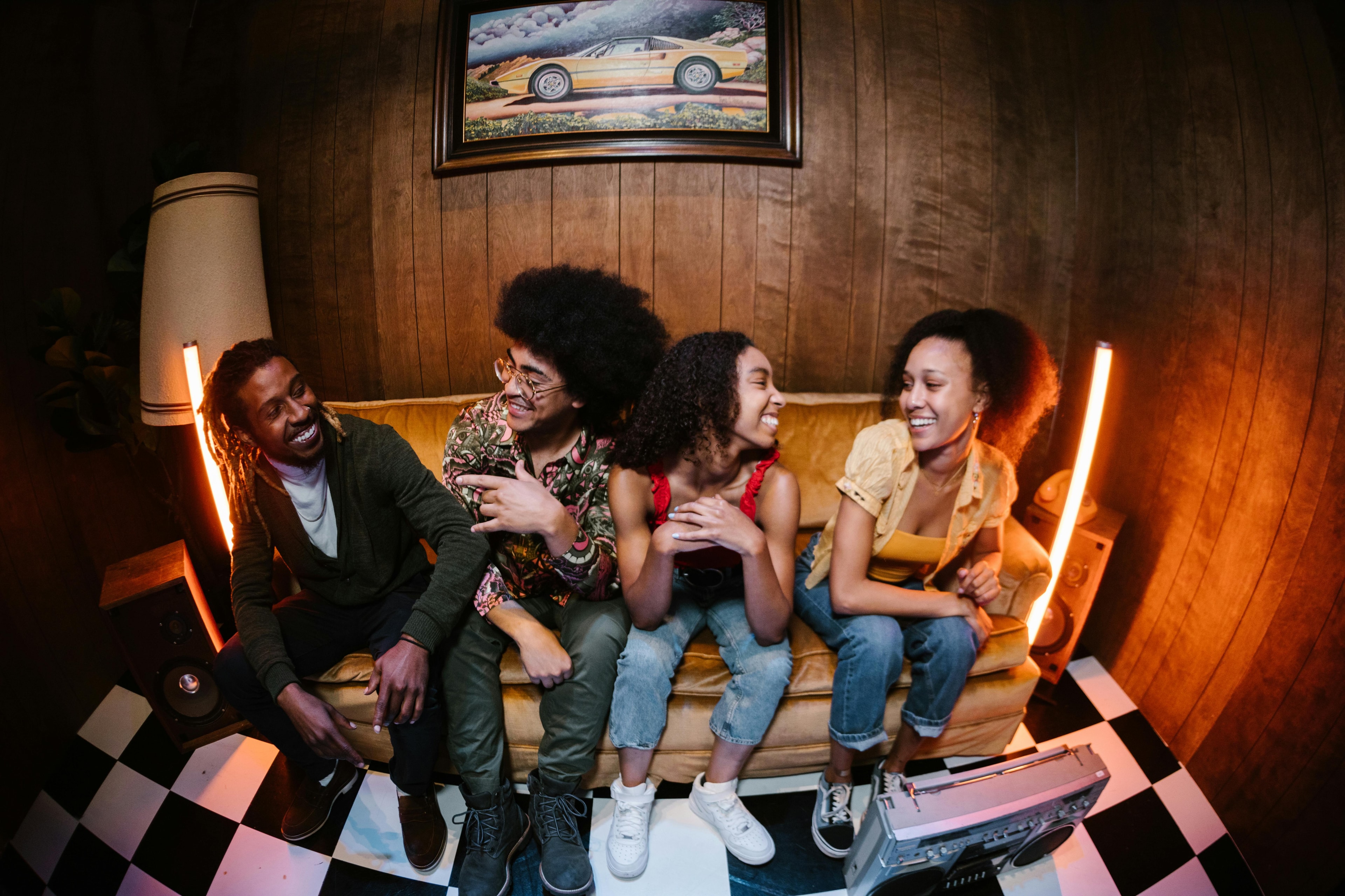 Friends sitting on couch