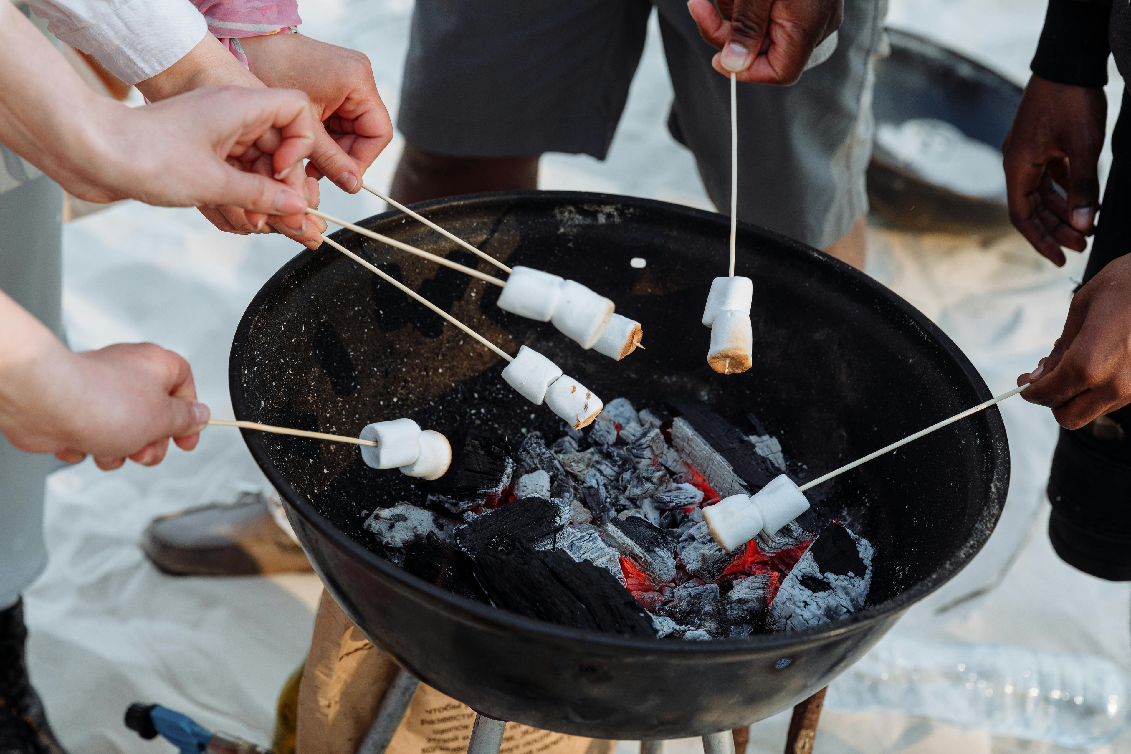 Friends making smores together